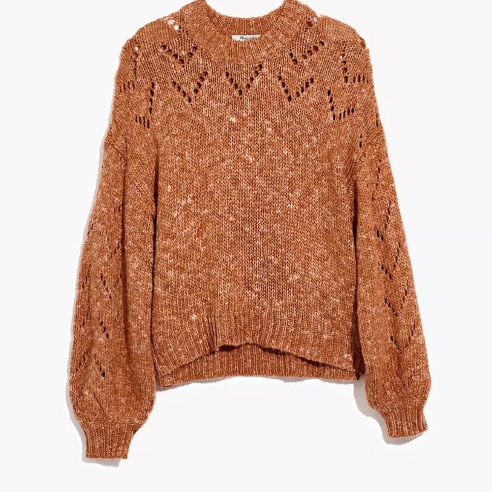 Madewell Pointelle Bubble-Sleeve Pullover Sweater